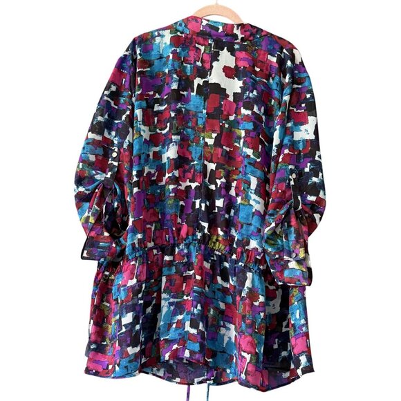 Lane Bryant Womens Multicolor Abstract Button Drawstring Top 26/28  Office Wear - Picture 4 of 6